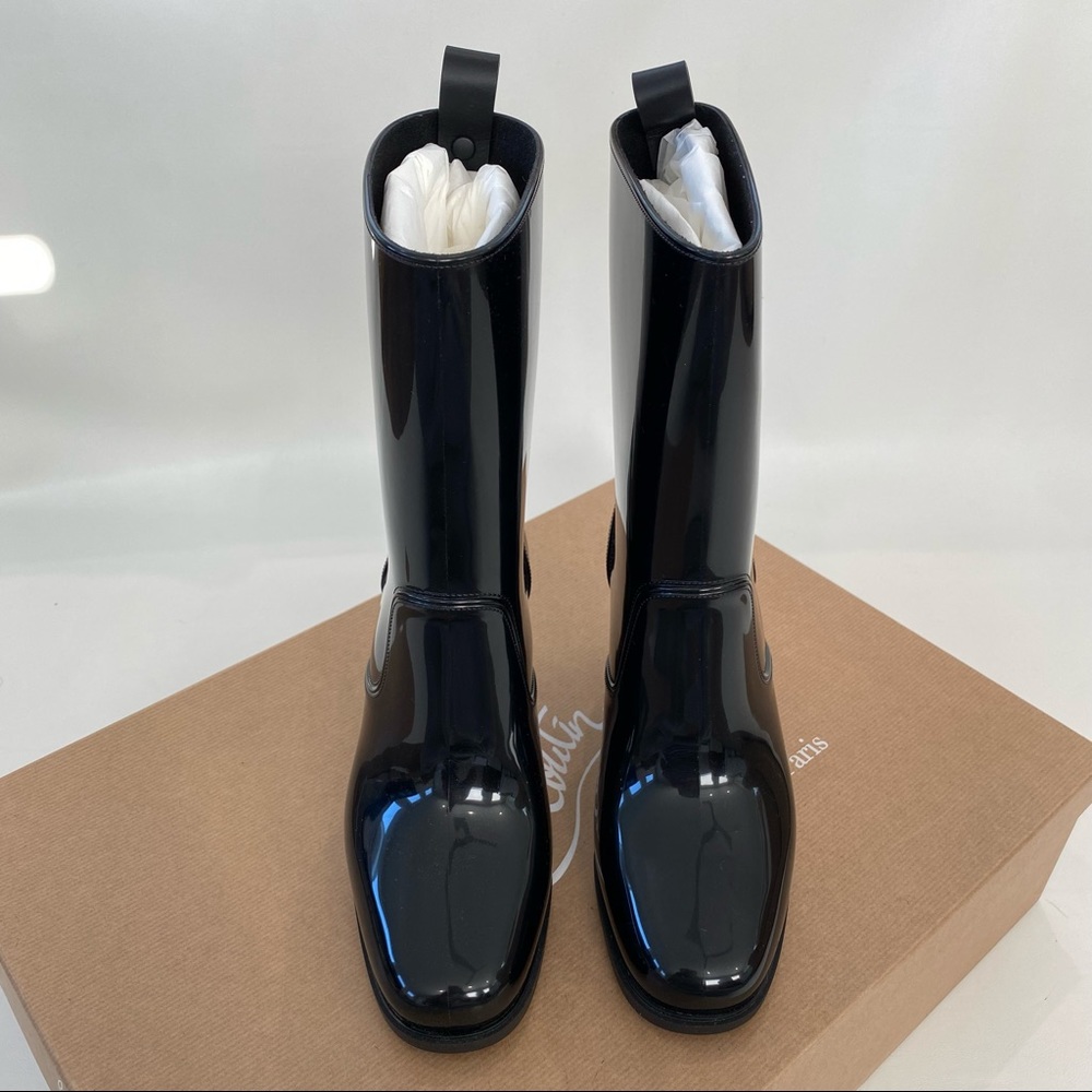 Christian Louboutin Loubirain Loubi Rain Boot Black PVC EU 37 US 7 - Picture 6 of 14